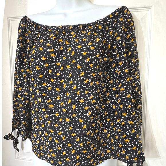 Madewell Women’s 100% Silk Off-the-Shoulder Top in Falling Leaves Size Medium - Picture 6 of 10